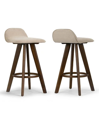 Glamour Home 25.98" Asta Rubberwood, Fabric Counter Height Stool, Set of 2
