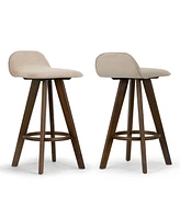 Glamour Home 25.98" Asta Rubberwood, Fabric Counter Height Stool, Set of 2