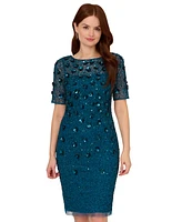 Adrianna Papell Beaded Floral Sheath Dress