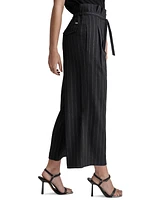 Dkny Women's Pinstripe Mid Rise Paperbag-Waist Cropped Pants