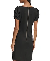 Karl Lagerfeld Paris Women's Puff-Sleeve Side-Pleated Dress