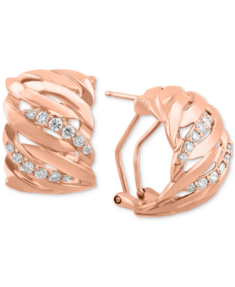 Effy Diamond Interlocking Half Hoop Earrings (1/2 ct. t.w.) in 14k Rose Gold