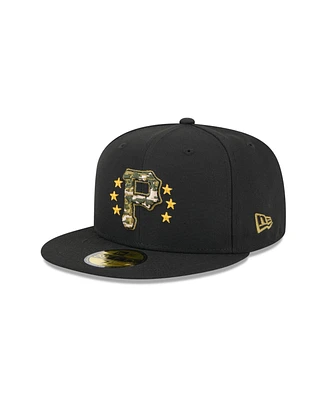 New Era Men's Black Pittsburgh Pirates 2024 Armed Forces Day On-Field 59FIFTY Fitted Hat
