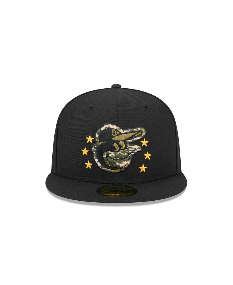 New Era Men's Black Baltimore Orioles 2024 Armed Forces Day On-Field 59FIFTY Fitted Hat