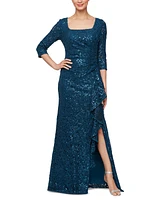 Alex Evenings Women's Sequin Lace 3/4-Sleeve Gown