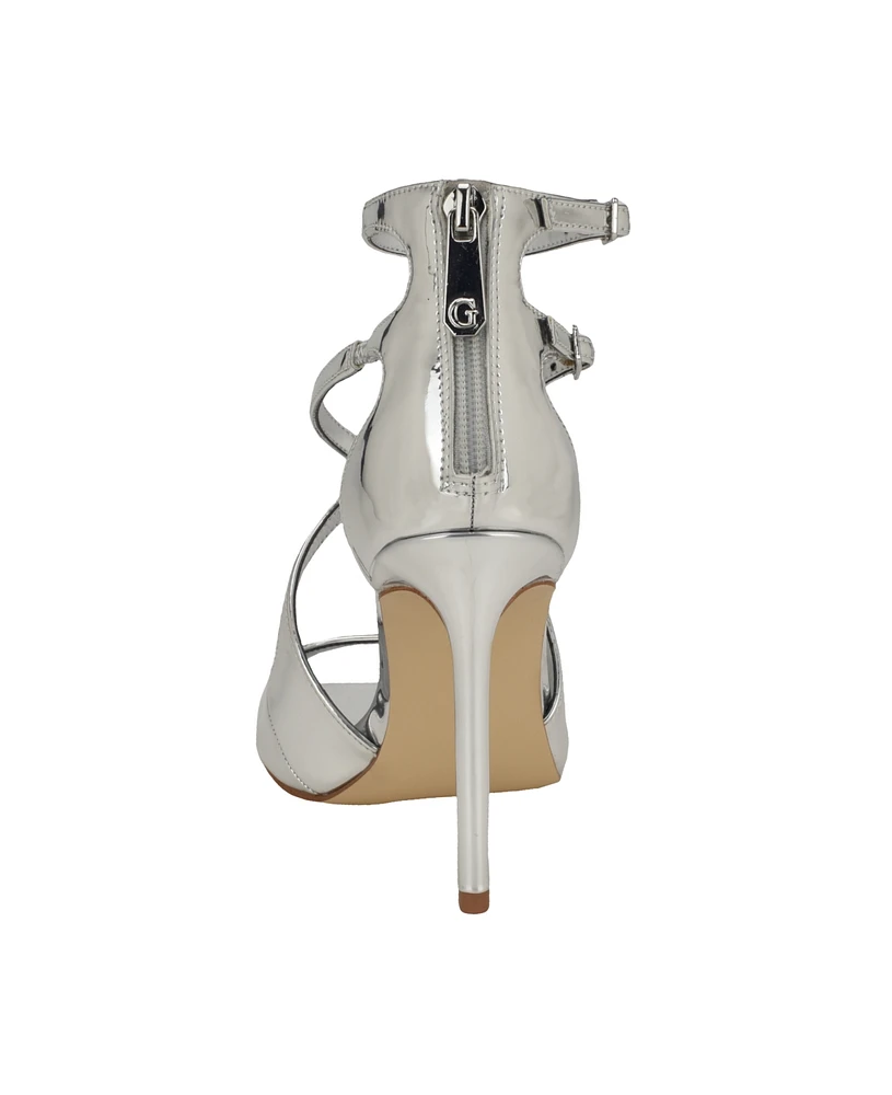 Guess Women's Sella Open Toe Cross Strap Single Sole Heels