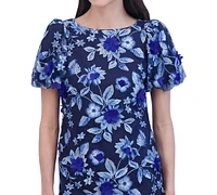 Eliza J Women's Floral Embroidered Puff-Sleeve Sheath Dress