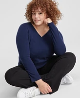 Charter Club Plus 100% Cashmere V-Neck Sweater, Created for Macy's