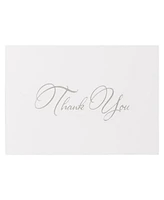 Jam Paper Thank You Card Sets - Silver-Tone Script Cards with Silver-Tone Star dream Envelopes - 25 Cards and Envelopes