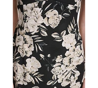 Calvin Klein Women's Floral-Print Split-Neck Dress