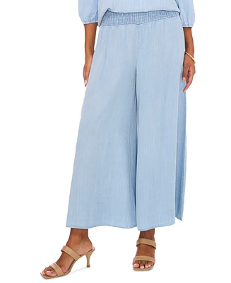 Sam & Jess Women's Challis Smocked-Waist Wide-Leg Pants