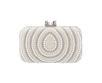 Nina Beaded and Crystal Minaudiere with Double Heart Clasp