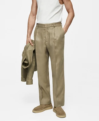 Mango Men's 100% Linen Regular-Fit Pants