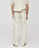 Mango Men's Relaxed Fit Linen Blend Pleated Trousers