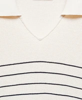 Mango Men's Striped Polo-Style Sweater