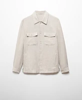 Mango Men's 100% Linen Pockets Detail Overshirt