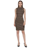 Calvin Klein Women's Mock-Neck Jacquard Sleeveless Dress