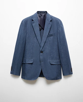Mango Men's 100% Herringbone Linen Slim Fit Suit Jacket