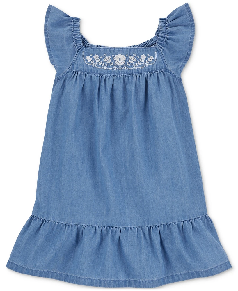 Carter's Toddler Girls Embroidered Chambray Dress