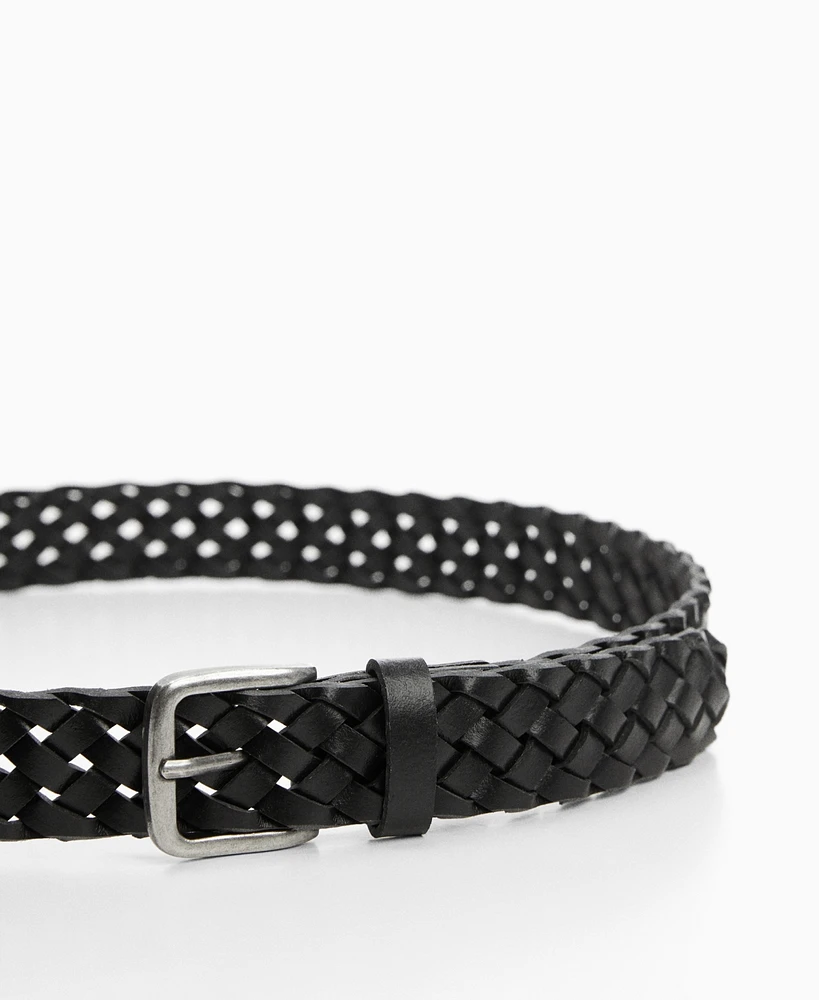 Mango Men's Braided Leather Belt