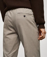 Mango Men's Slim Fit Structured Cotton Pants