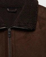 Mango Men's Shearling-Lined Leather-Effect Jacket