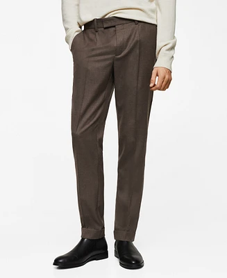 Mango Men's Pleat Detail Wool Pants