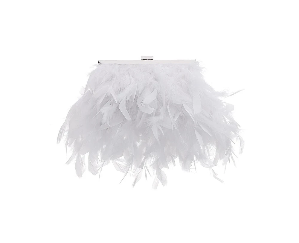 Nina All Over Feather Frame Clutch