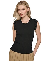 Karl Lagerfeld Paris Women's Smocked Ruffled Top