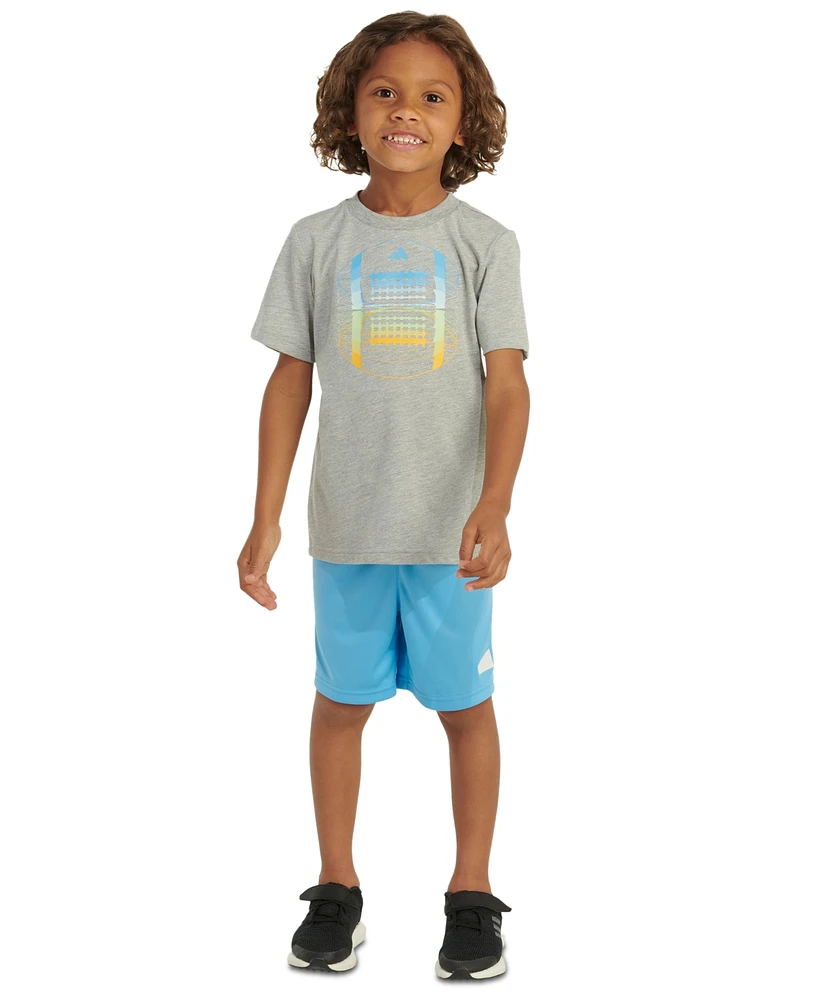 adidas Little Boys Essential Heather Football T-Shirt & Shorts, 2 Piece Set