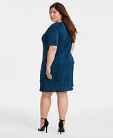 Connected Plus Size V-Neck Short-Sleeve Tiered Dress