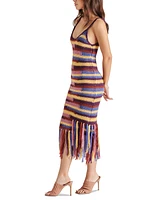 Steve Madden Women's Raya Striped Crochet Fringe-Hem Dress