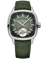 Raymond Weil Men's Swiss Automatic Freelancer Green Leather Strap Watch 40mm