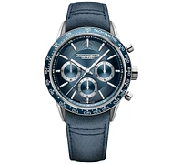 Raymond Weil Men's Swiss Automatic Chronograph Freelancer Blue Leather Strap Watch 44mm