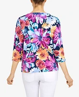 Alfred Dunner Women's Floral Splash Double Strap Top