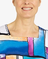 Alfred Dunner Women's Colorblock Square Neck Top