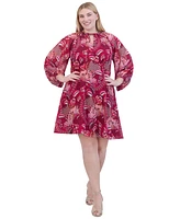 Jessica Howard Plus Paisley-Print Keyhole Fit & Flare Dress