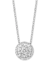 Effy Diamond Halo 18" Pendant Necklace (5/8 ct. t.w.) in 14k White Gold