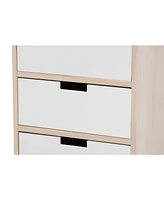 Baxton Studio Halian Mid-Century Modern Two-Tone White and Light Brown Finished Wood 3-Drawer End Table