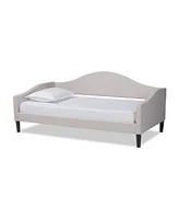 Baxton Studio Milligan Modern and Contemporary Beige Fabric Upholstered and Dark Brown Finished Wood Twin Size Daybed