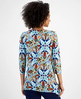 Jm Collection Petite Printed Jacquard Top