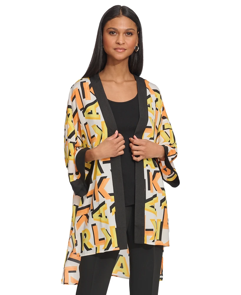 Karl Lagerfeld Paris Women's Printed Open-Front Kimono Jacket