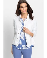 Olsen Women's Cotton Linen Mixed Media Jacket