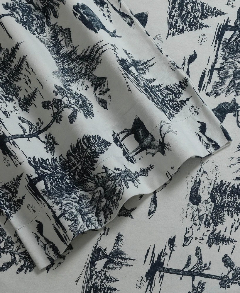 Mountain Toile Heavyweight Flannel Extra Deep Pocket Full Sheet Set