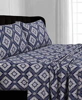 Tribeca Living Flannel 200-Gsm Damask Printed Extra Deep Pocket Twin Xl Sheet Set