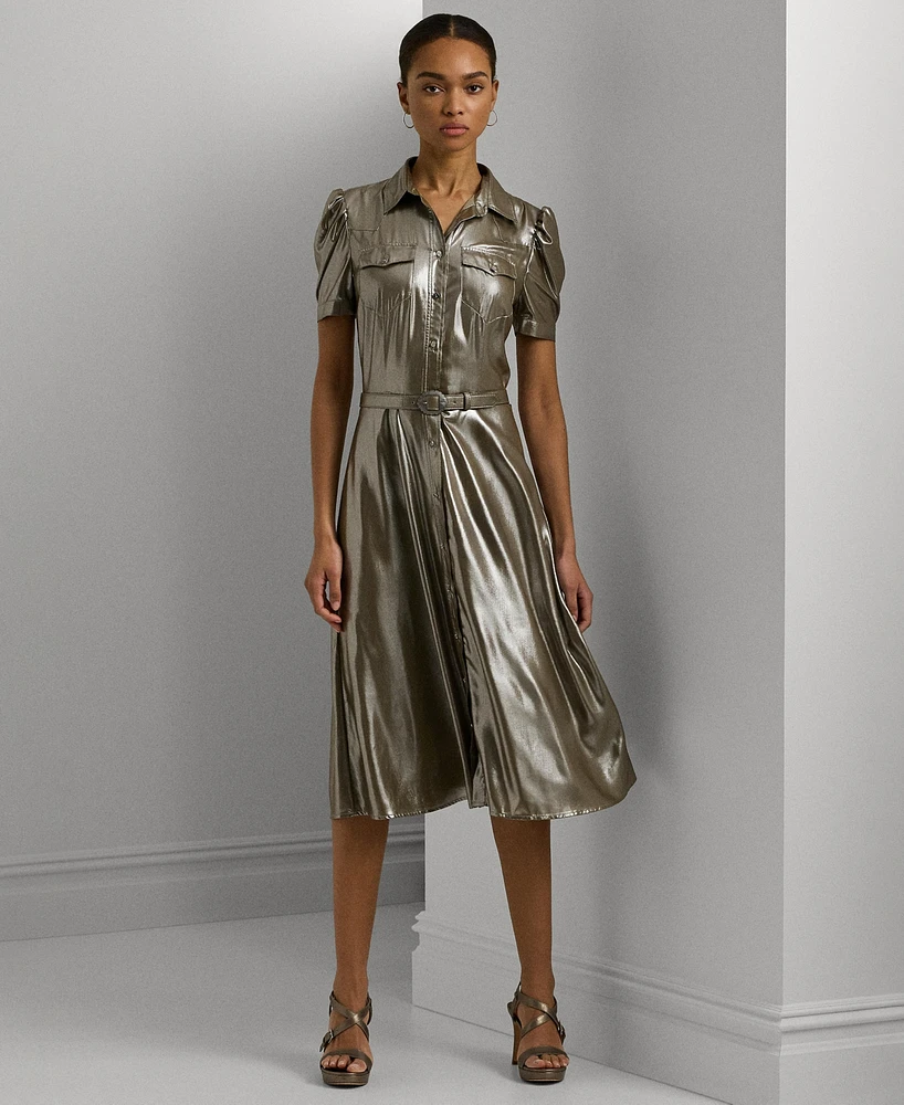 Lauren Ralph Lauren Women's Metallic Chiffon Shirtdress