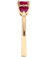 Ruby (1-3/8 ct. t.w.) & Diamond (1/20 ct. t.w.) Three Stone Ring in 14k Gold