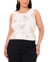 Msk Plus Metallic-Print Keyhole-Back Top