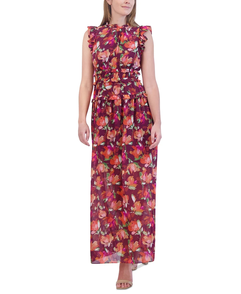 Vince Camuto Women's Ruffled Floral Chiffon Maxi Dress