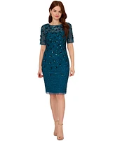 Adrianna Papell Beaded Floral Sheath Dress